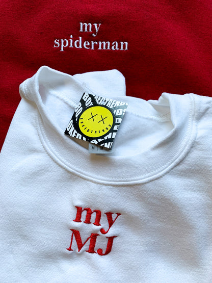 "My Spiderman" "My MJ" Embroidered Matching Set