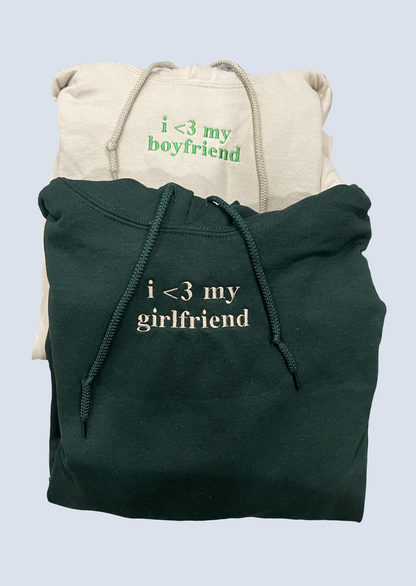 I Love My Boyfriend / Girlfriend Embroidered Matching Set