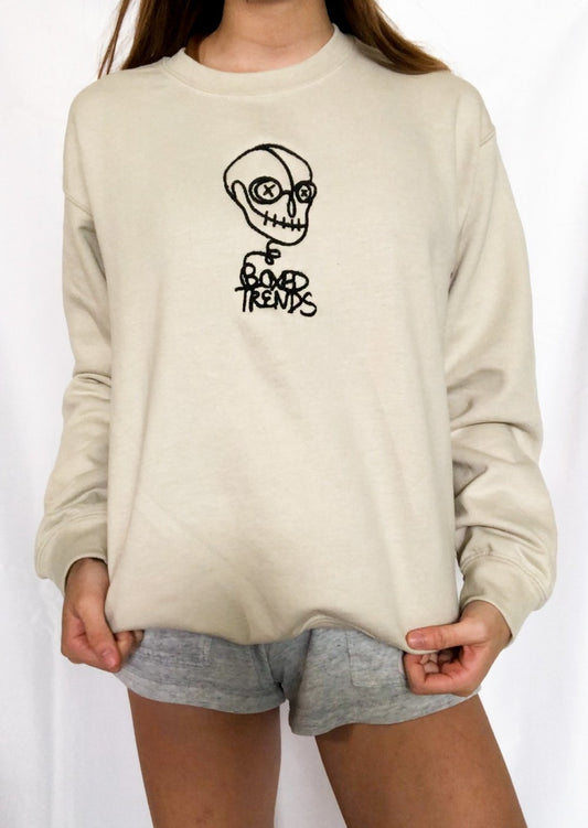 BOXEDTRENDS Skeleton Scribbles Embroidered Sweatshirt