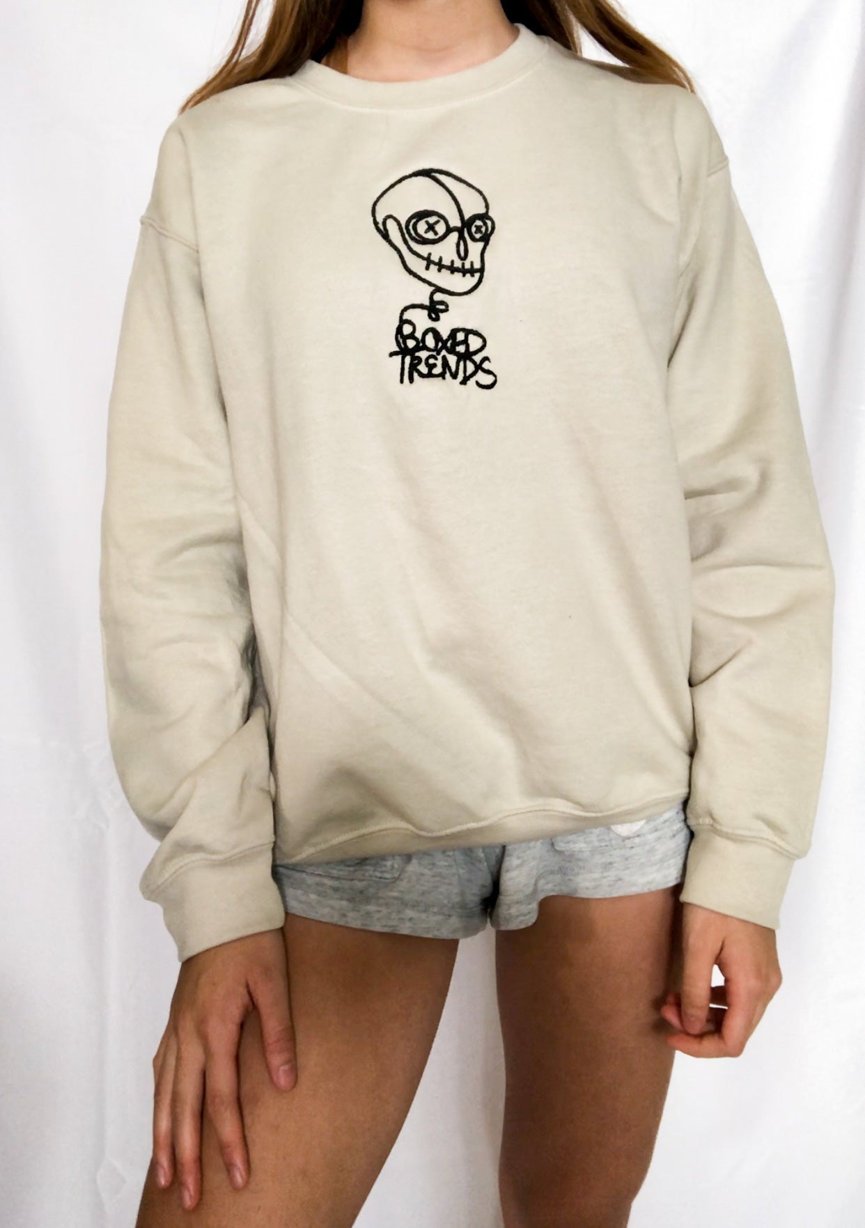 BOXEDTRENDS Skeleton Scribbles Embroidered Sweatshirt