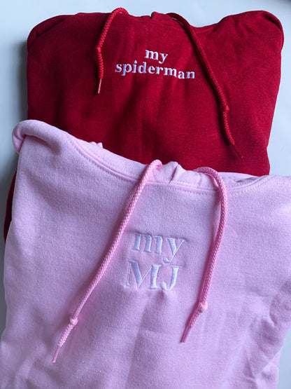 "My Spiderman" "My MJ" Embroidered Matching Set