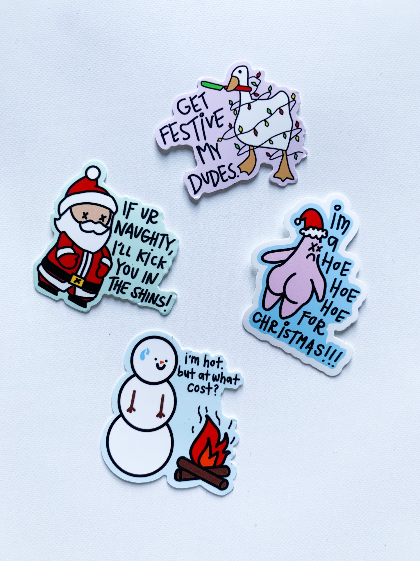 4 Piece Christmas Vinyl Glossy Sticker Pack (Bigger Individual Stickers than Sticker Sheet)