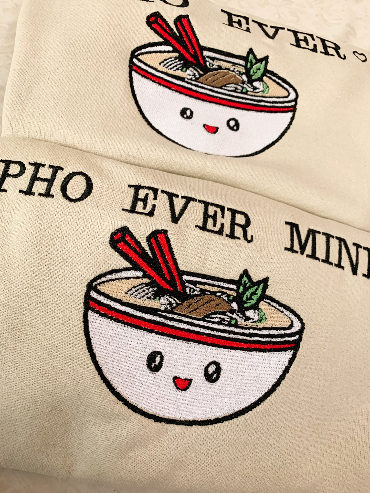 Matching Pho Embroidered Sweatshirt Set
