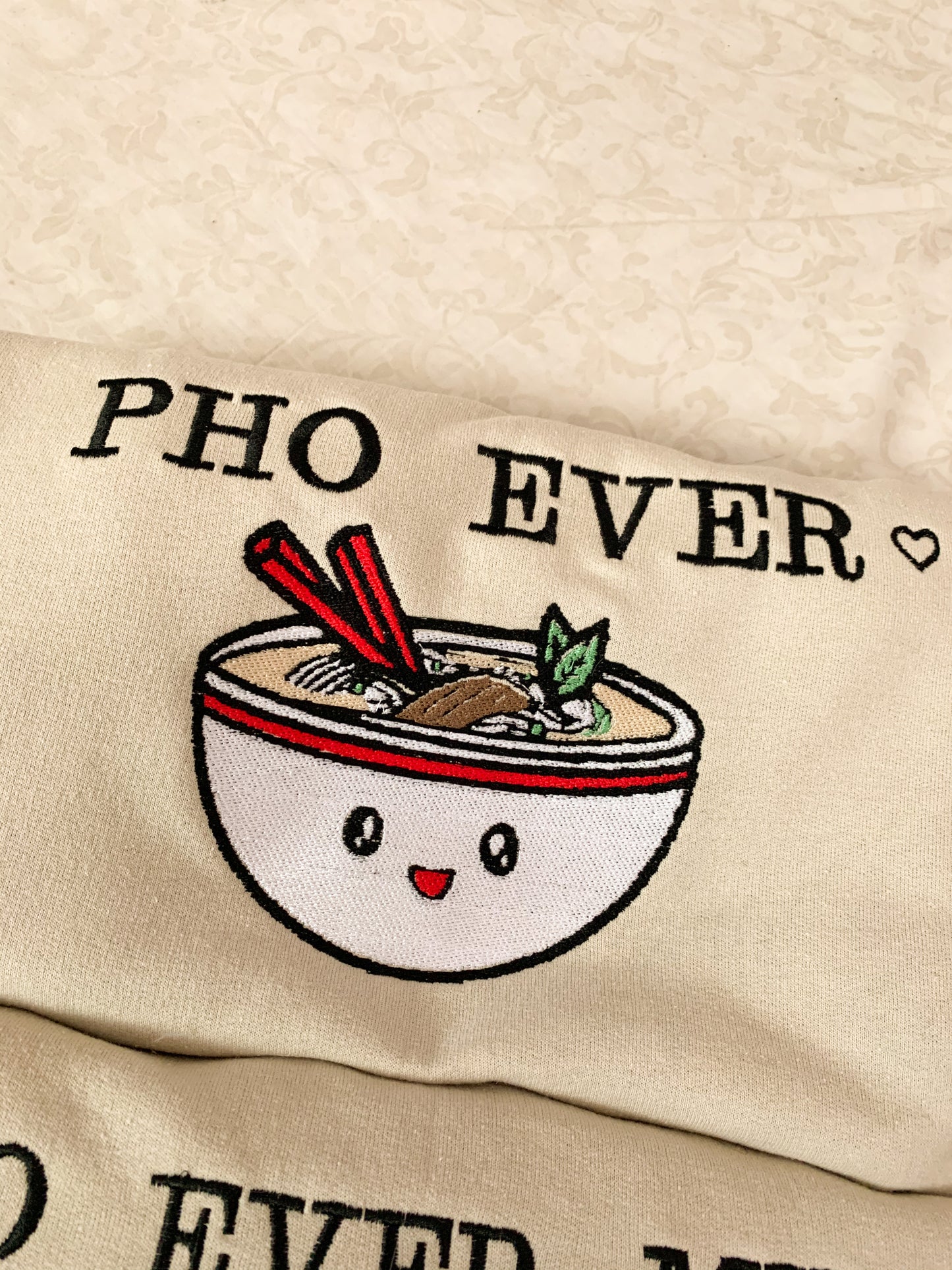 Matching Pho Embroidered Sweatshirt Set