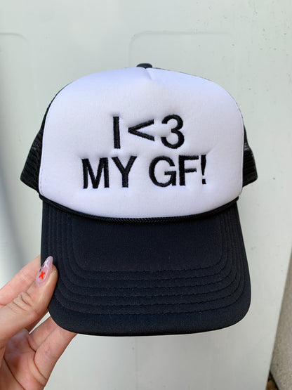 I LOVE MY BF / GF Matching Foam Trucker Hat Set