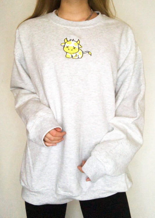 Banana Cow Embroidered Sweatshirt