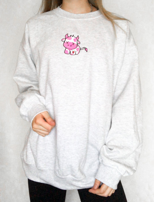 Strawberry Cow Embroidered Sweatshirt