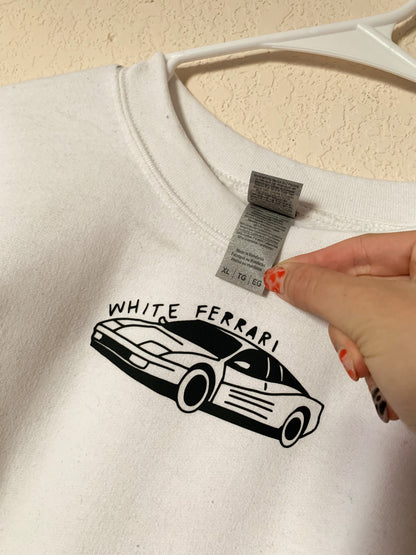 White Ferrari Thrifted Vinyl Sweatshirt