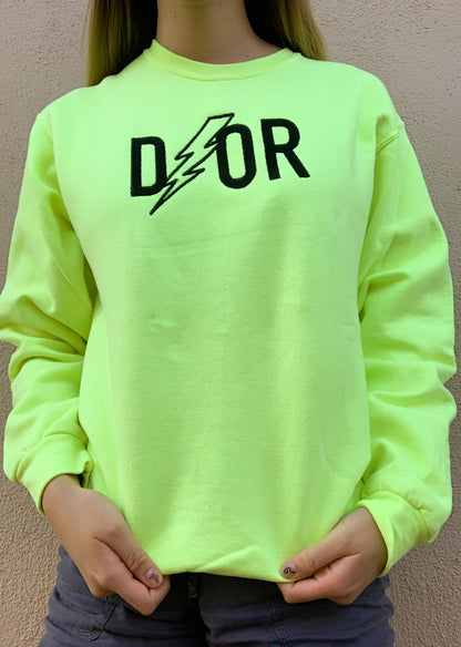 Electric Designer Embroidered Thrifted Crew