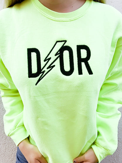Electric Designer Embroidered Thrifted Crew