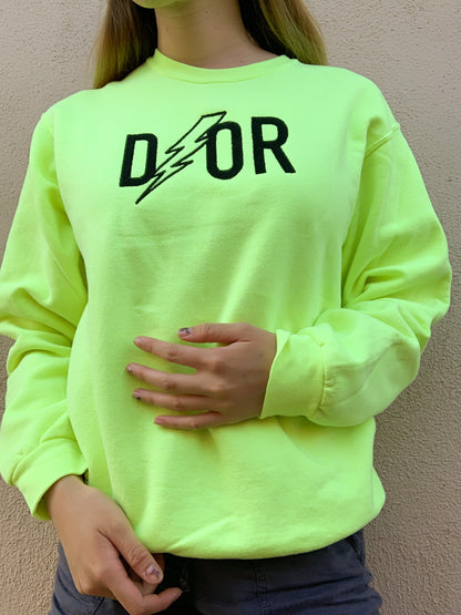 Electric Designer Embroidered Thrifted Crew