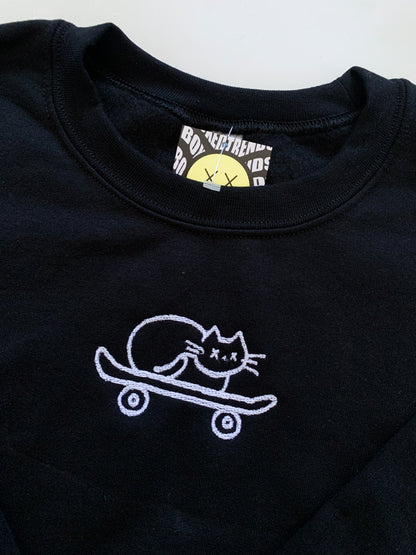 Skateboarding Dog and Cat Embroidered Matching Set