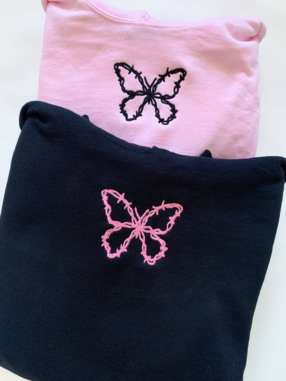 Barbed Wire Butterflies Embroidered Set