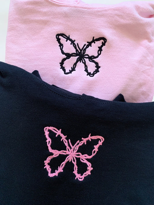 Barbed Wire Butterflies Embroidered Set