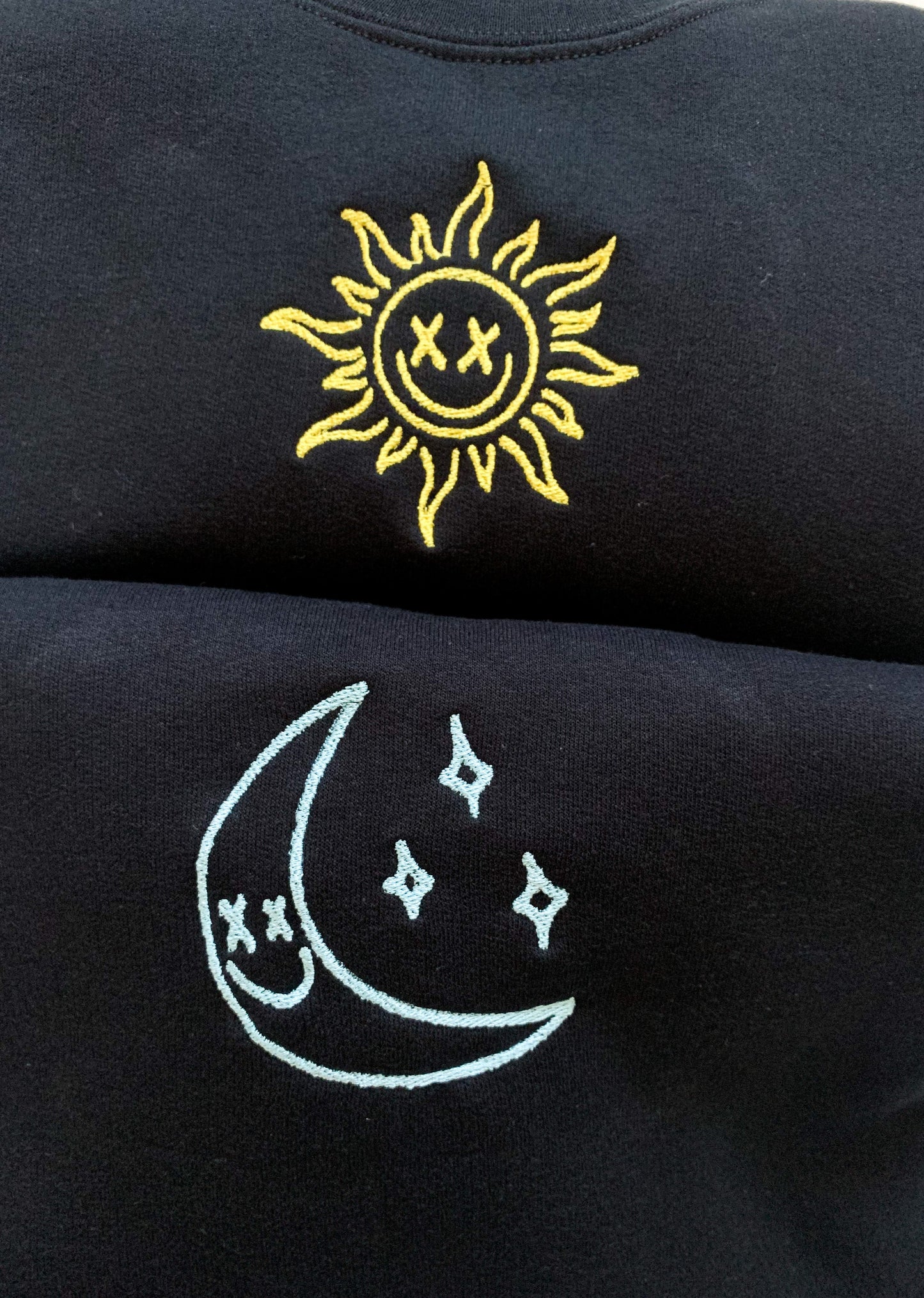 Sun and Moon Embroidered Set: Black