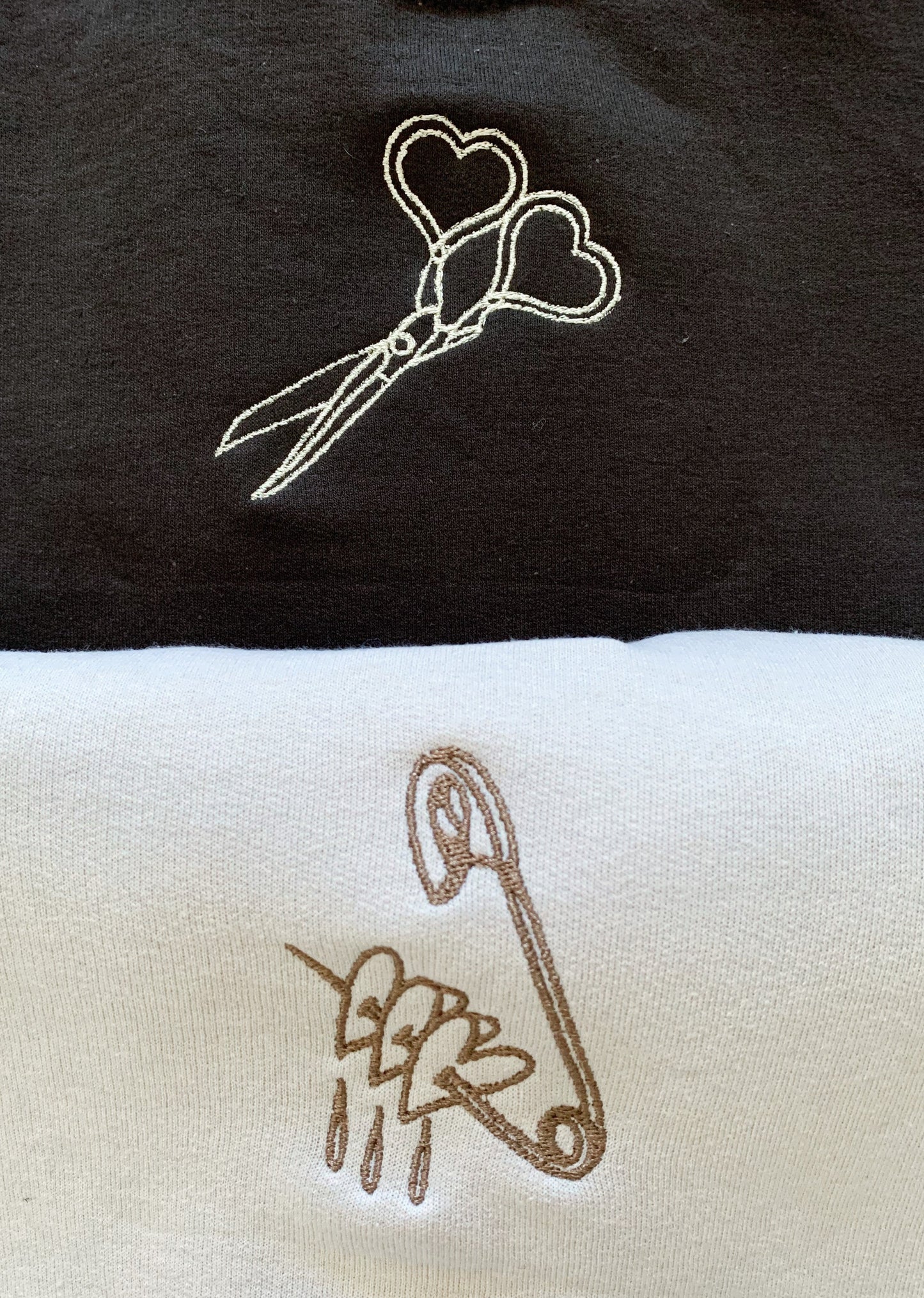 Scissor and Safety Pin Embroidered Set