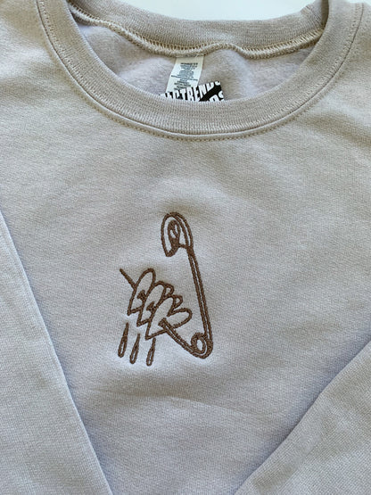 Scissor and Safety Pin Embroidered Set