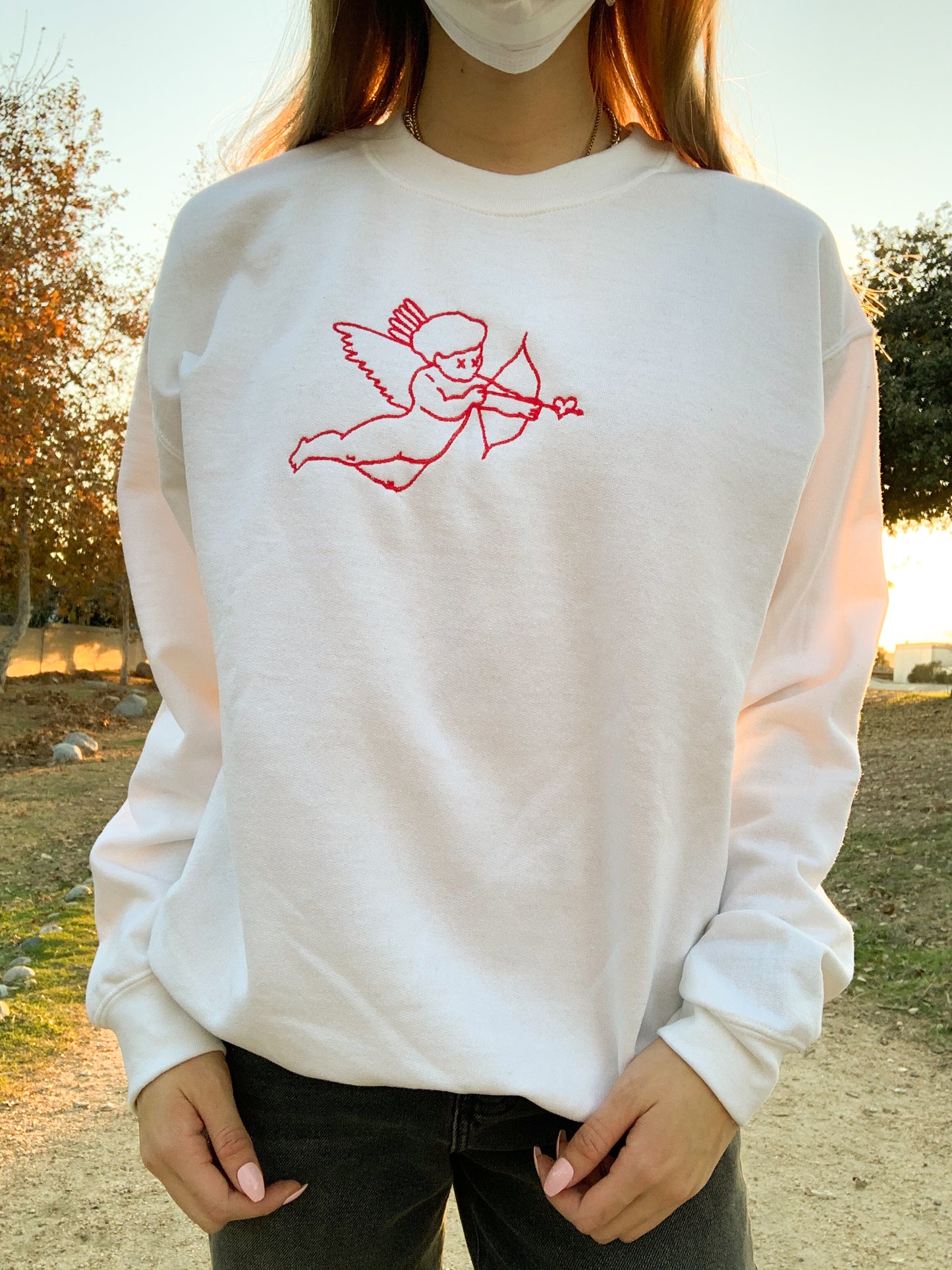 Red Cupid Embroidered Sweatshirt