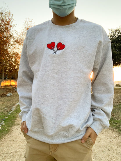 Lollipop Hearts Embroidered Ash Sweatshirt