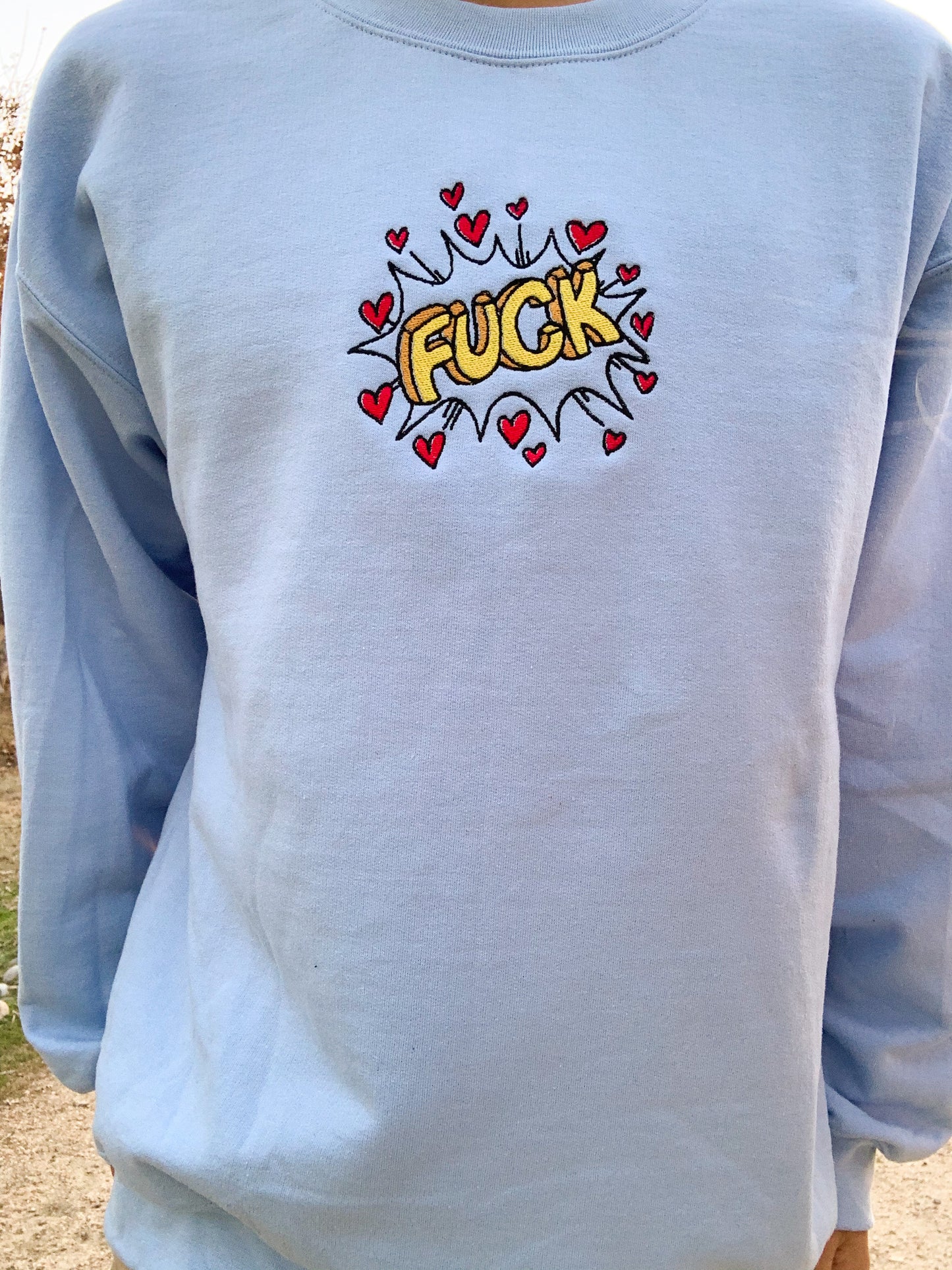 Comic F Bomb Blue Embroidered Sweatshirt