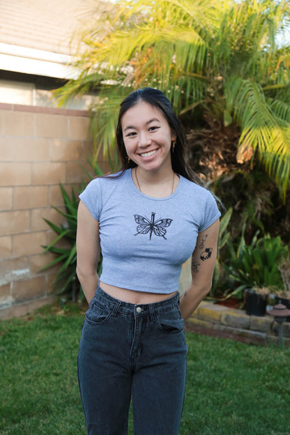 Single Butterfly Knife Screen Printed Baby Tee