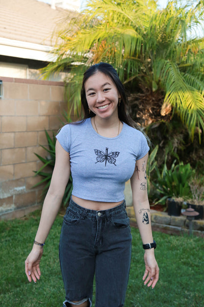 Single Butterfly Knife Screen Printed Baby Tee