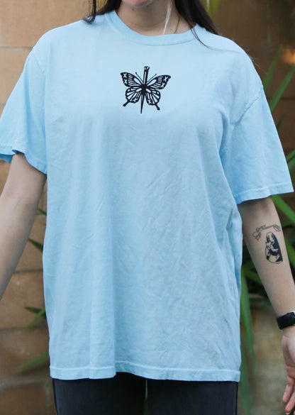 Single Butterfly Knife Screen Printed T Shirt