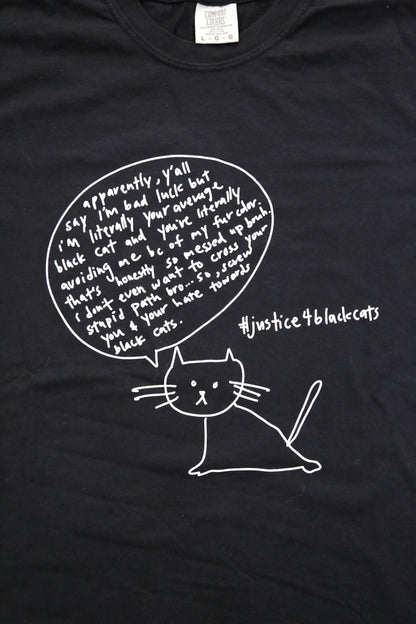 Justice for Black Cats Black Comfort Color Screen Printed T Shirt