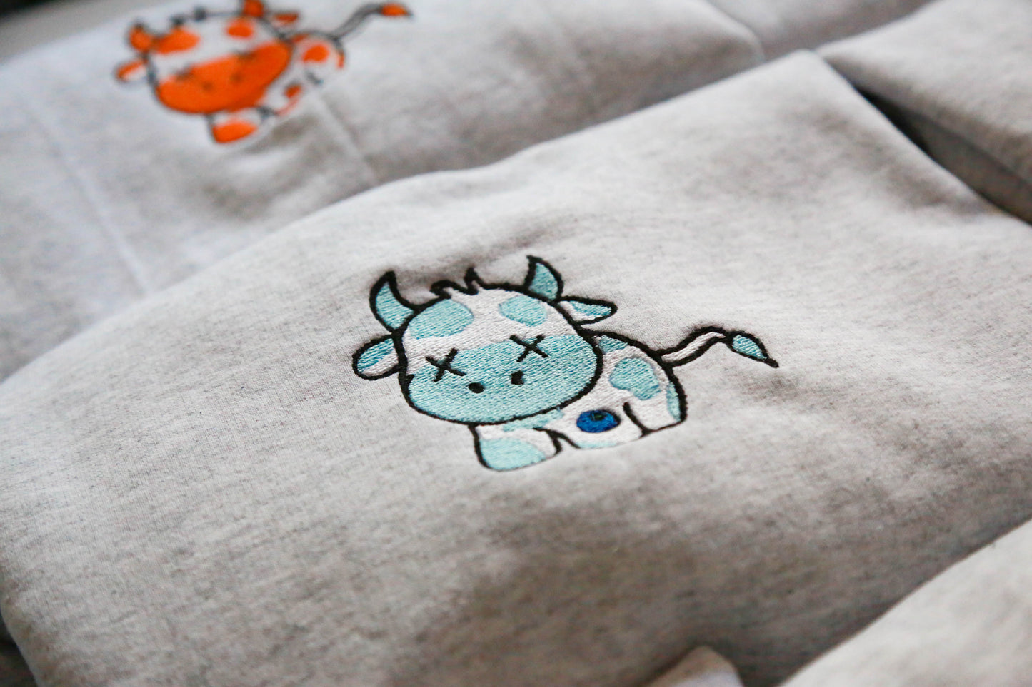 Blueberry Cow Embroidered Sweatshirt