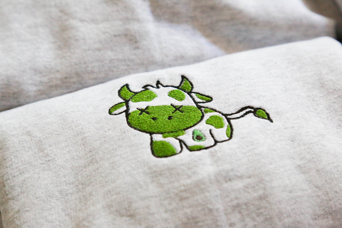 Avocado Cow Embroidered Sweatshirt