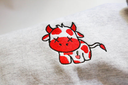 Cherry Cow Embroidered Sweatshirt