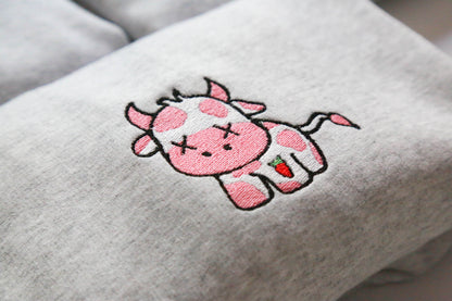 Strawberry Cow Embroidered Sweatshirt