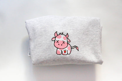 Strawberry Cow Embroidered Sweatshirt