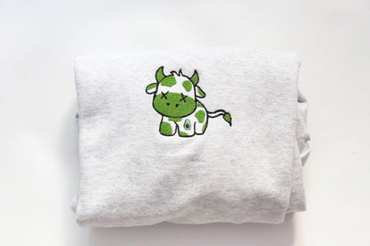 Avocado Cow Embroidered Sweatshirt
