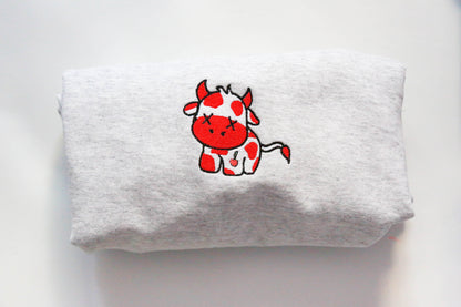 Cherry Cow Embroidered Sweatshirt