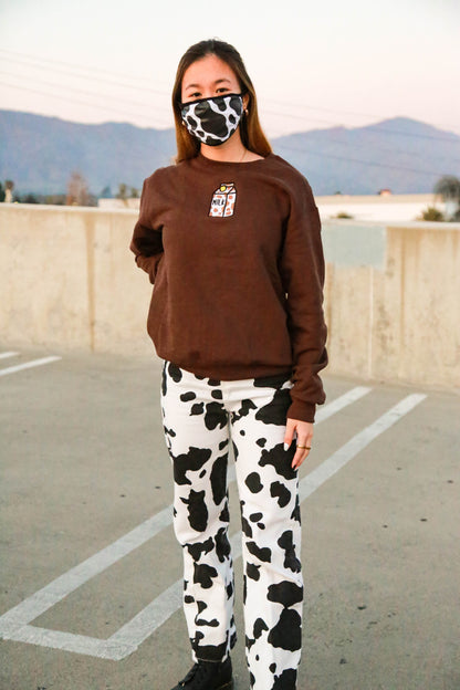 Chocolate Milk Embroidered Brown Sweatshirt