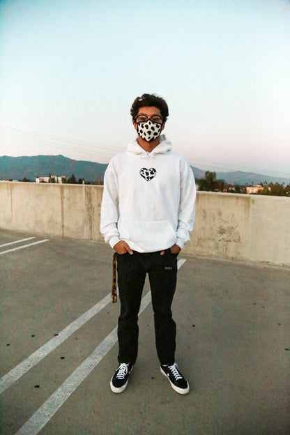 Cow Print Heart Embroidered Hoodie