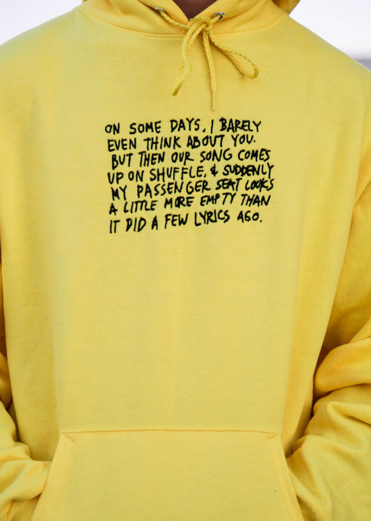 Empty Lyric Passenger Seat Embroidered Yellow Hoodie