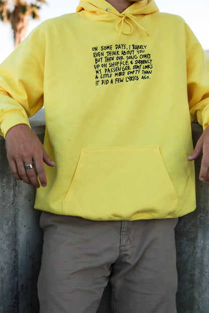 Empty Lyric Passenger Seat Embroidered Yellow Hoodie