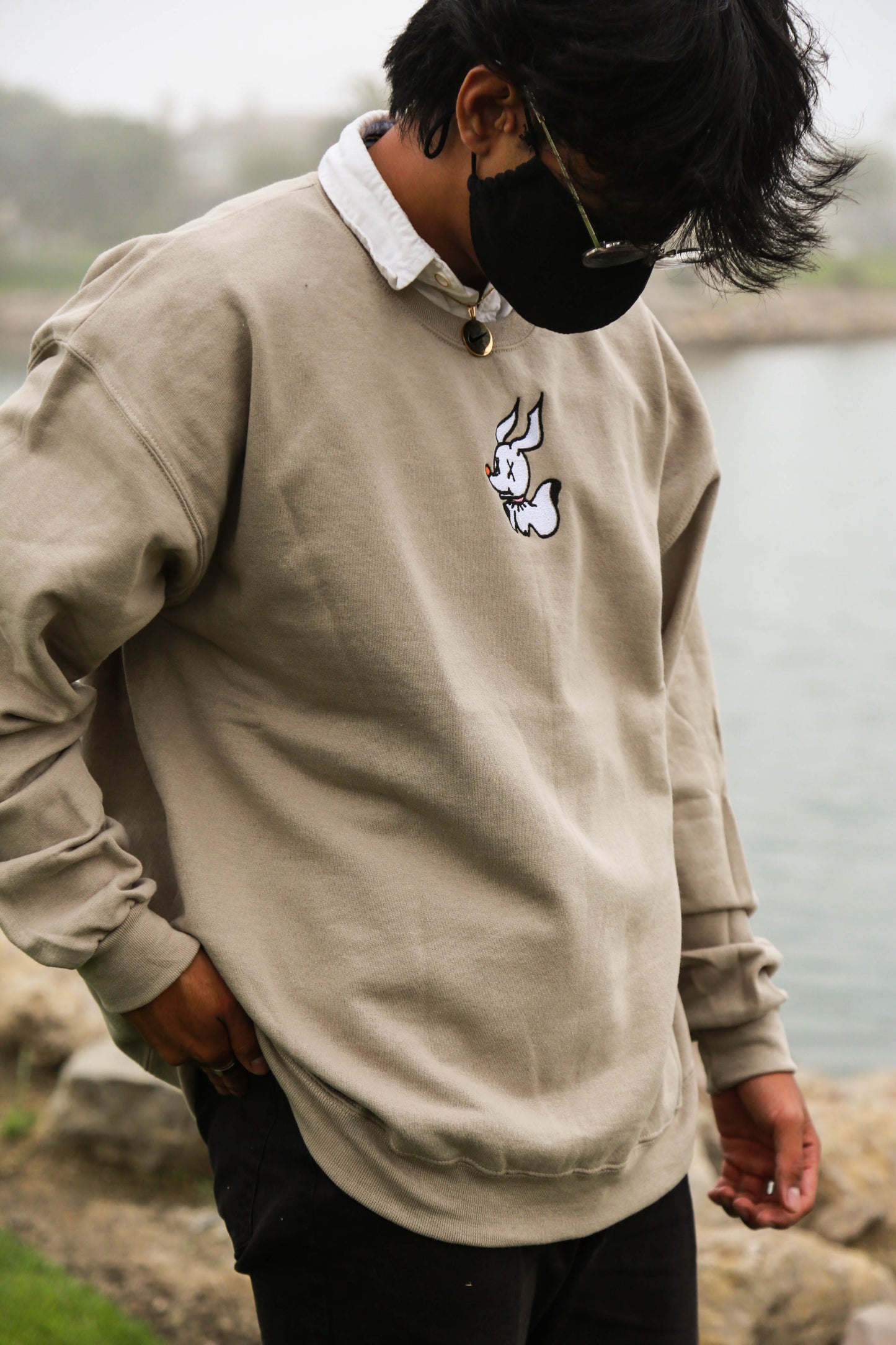 X'd out Zero Ghost Dog Embroidered Sweatshirt (CUSTOMIZABLE COLOR)