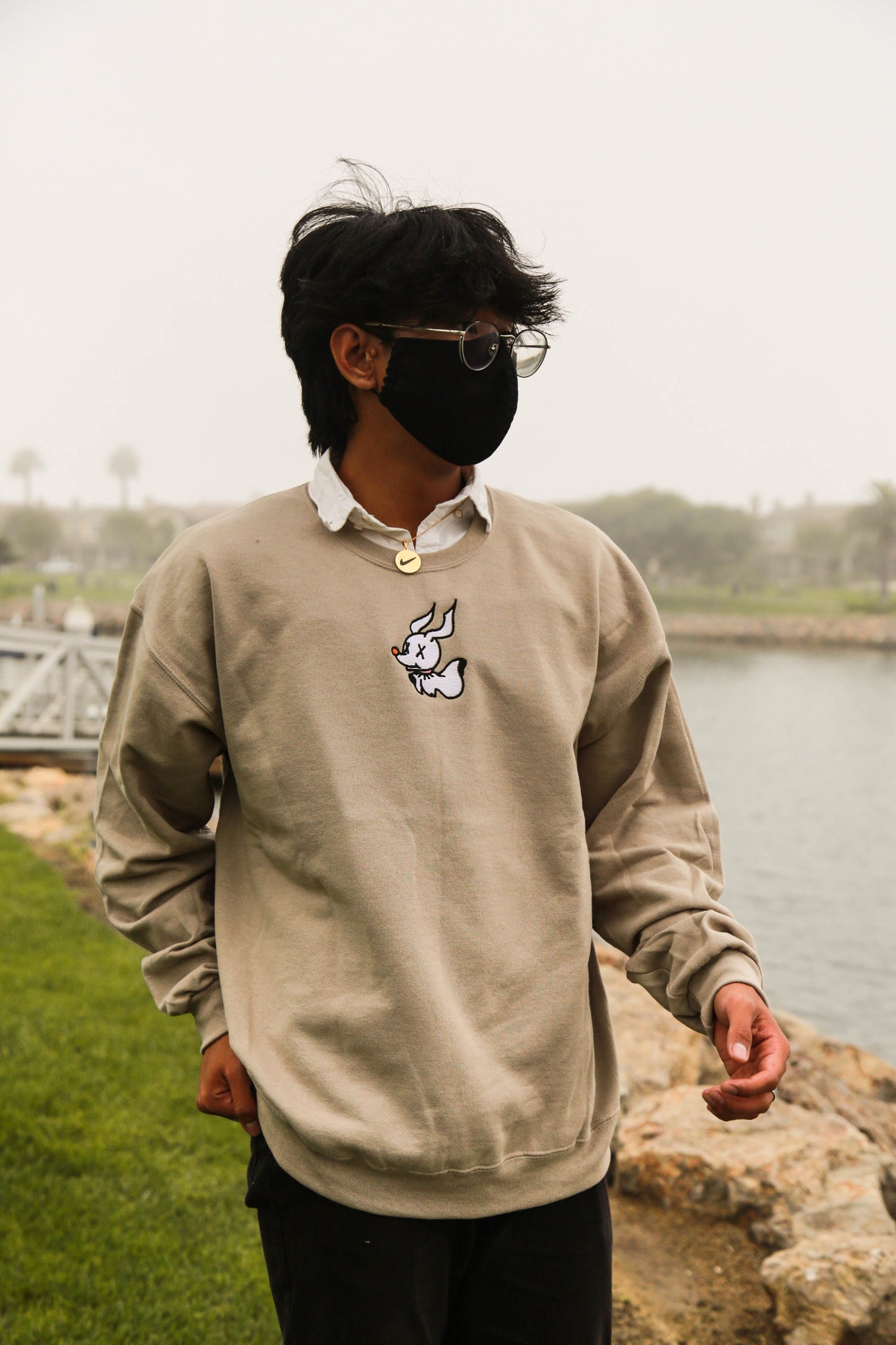 X'd out Zero Ghost Dog Embroidered Sweatshirt (CUSTOMIZABLE COLOR)