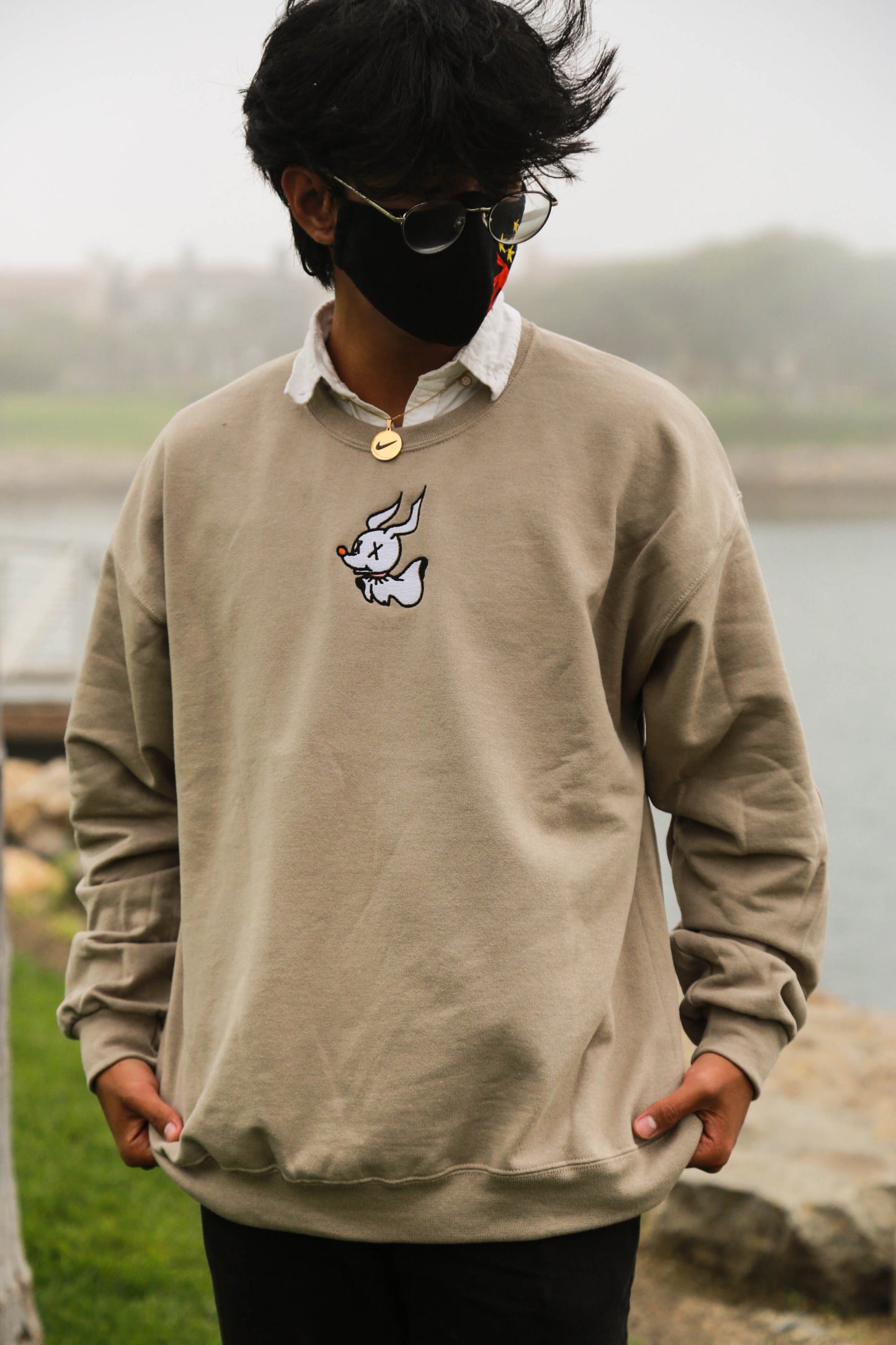 X'd out Zero Ghost Dog Embroidered Sweatshirt (CUSTOMIZABLE COLOR)