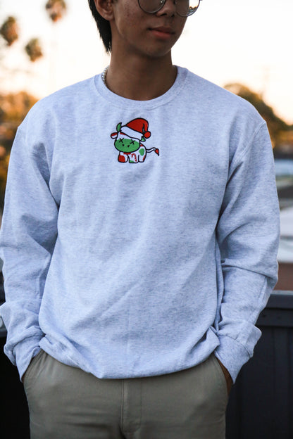 Christmas Cow Embroidered Crewneck