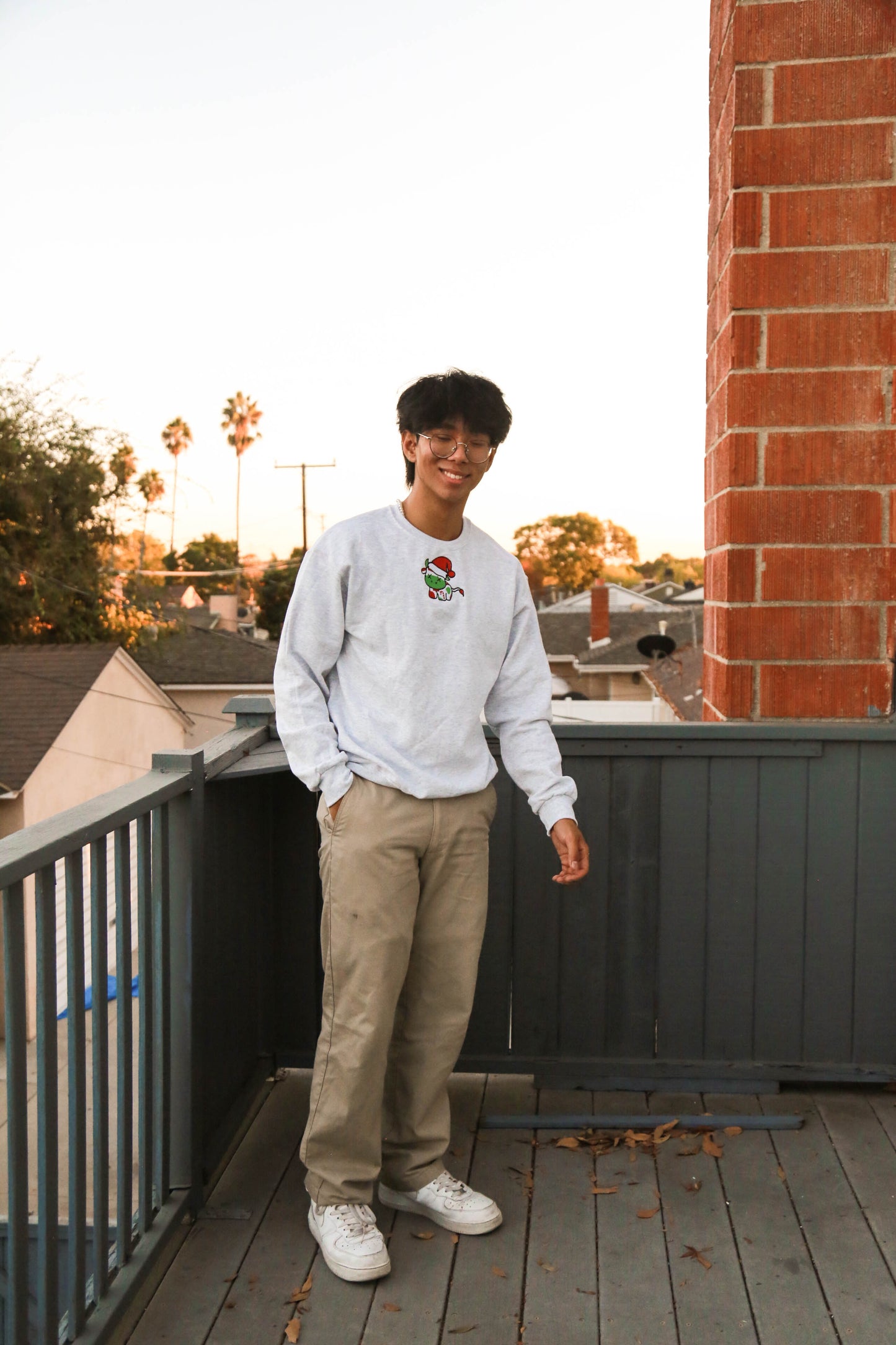 Christmas Cow Embroidered Crewneck