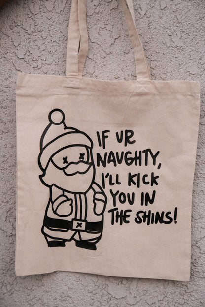 Naughty Santa Shins Christmas Tote Bag