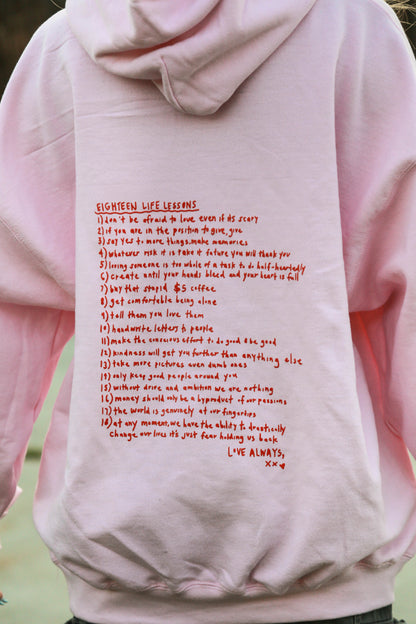 18 Life Lessons Vinyl Printed Hoodie