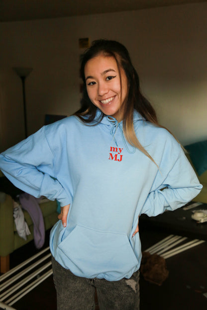 "my MJ" Embroidered Blue Singular Hoodie