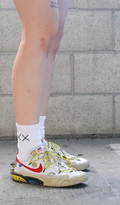 White XX Embroidered Crew Socks