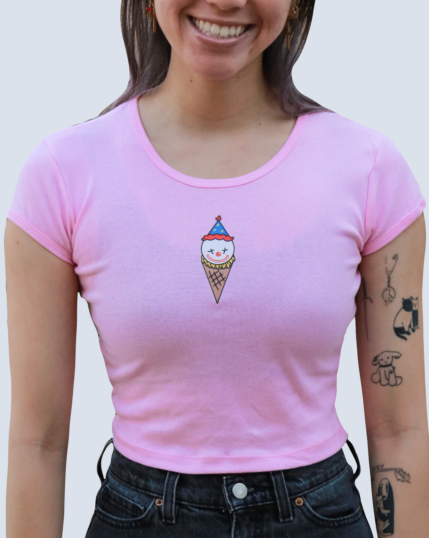 Ice Cream Clown Baby Crop Tee