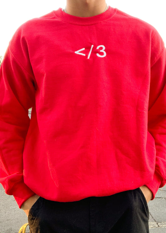 Broken Heart </3 Red Embroidered Singular Sweatshirt